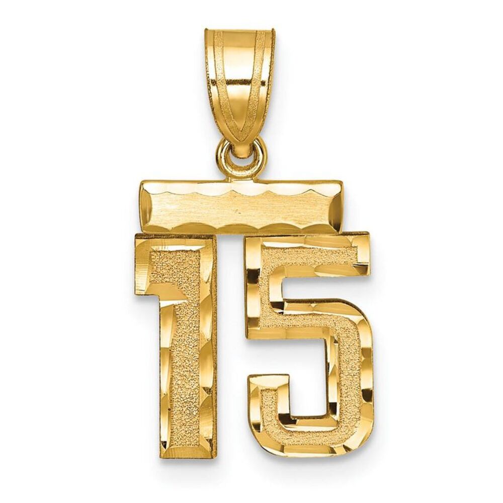 14k Yellow Gold, Varsity Collection, Small D/C Pendant Number 15